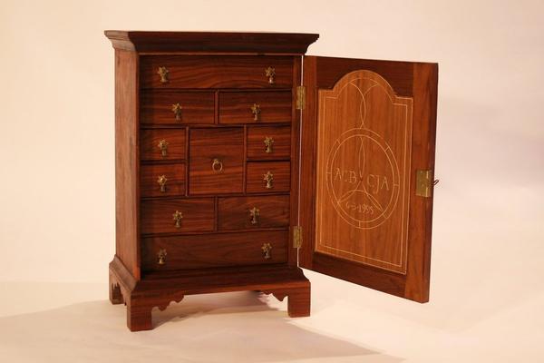 Title: Spice Cabinet Artist: Chris Anderson, CF '12 Materials: walnut, holly, black locust, red cedar 