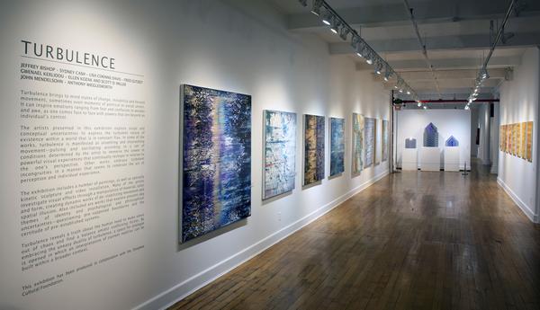 Turbulence installation view with works by Anthony Wigglesworth, Lisa Corinne Davis, Sydney Cash and John Mendelson