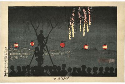 Kobayashi Kiyochika (1847-1915) Fireworks at Ikenohata, woodblock print, ca.  1881.  