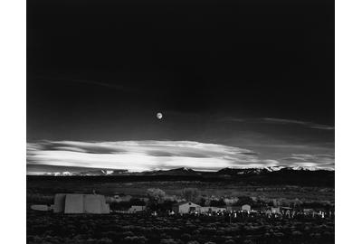 Lot 103: Ansel Adams, Moonrise, Hernandez, New Mexico, silver print, 1941, printed circa 1965.  Estimate $80,000 to $120,000.