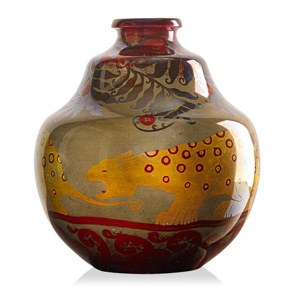 Lot 1118 - Zsolnay Leopard Vase $9,000-12,000