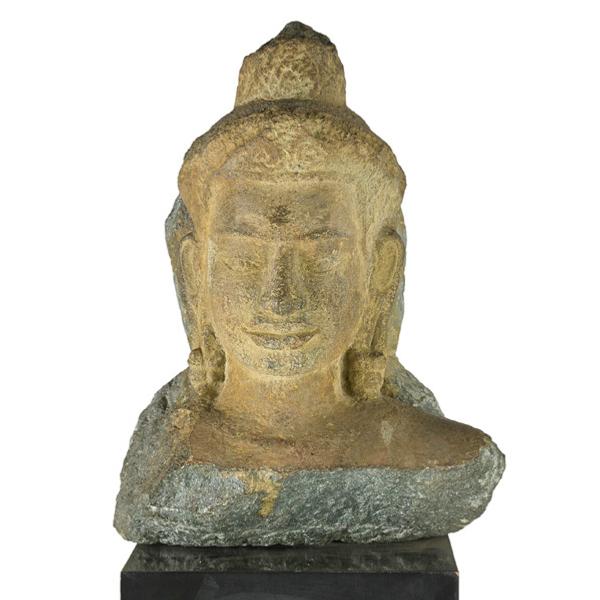 Thai Stone Buddha Head, Angkor Province, Sold for $11,250 in Rago's Great Estates Auction