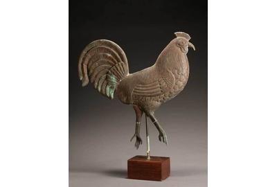 An American Molded Full-Body Copper and Cast-Zinc 'Rooster' Weathervane