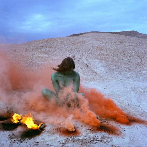 Judy Chicago (b.  1939), "Immolation", from the series "Women and Smoke", 1972.  Fireworks performance; performed in California desert.  Courtesy of the artist; Salon 94, New York; and Jessica Silverman Gallery, San Francisco.  © Judy Chicago / Artists Rights Society (ARS), New York.  Photograph courtesy of Through the Flower Archives