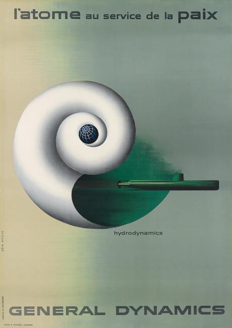 Lot 117: Erik Nitsche, General Dynamics / Hydrodynamics, 1955.  From the Gail Chisholm Collection.  Estimate $2,500 to $3,500.