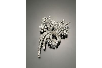 Platinum and Diamond Floral Brooch