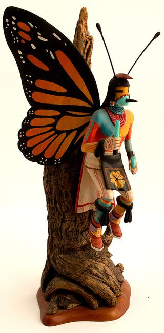 Butterfly kachina doll by Lawrence Acadiz (1964-2014), a member of the Deer and Kachina clans of the Hopi tribe, dated 1995 (est.  $300-$500).