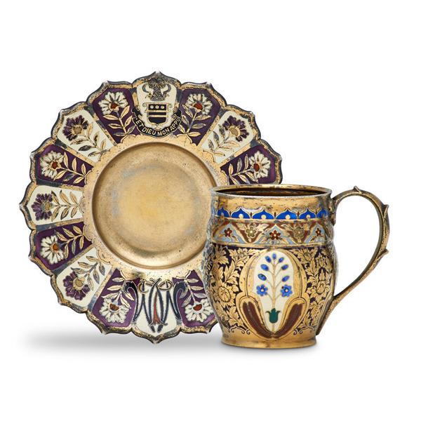 Lot 1: Tiffany & Co.  Mackay Demitasse Cup and Saucer, $3,000–5,000