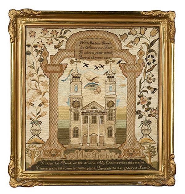 Lot 511: Rare Mary Balch School Needlework Sampler