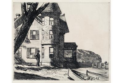 Lot 145: Edward Hopper, House by a River, etching, 1919.  Sold March 13, 2018 for $100,000.