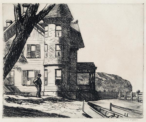 Lot 145: Edward Hopper, House by a River, etching, 1919.  Sold March 13, 2018 for $100,000.