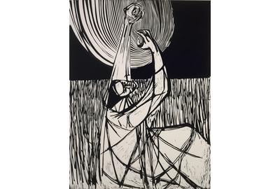 Samella Lewis, Field, 1968, linocut print, 24 x 18 inches, 61 x 45.7 cm, ed.10