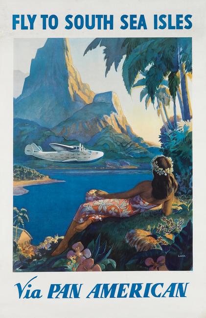 Paul George Lawler, Fly to South Sea Isles / Via Pan American, circa 1938.  Sold October 27, 2016 for $20,000.