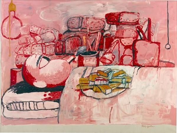 Philip Guston, Painting, Smoking, Eating, 1973 oil on canvas, overall: 196.85 x 262.89 cm (77 1/2 x 103 1/2 in.) Stedelijk Museum, Amsterdam © The Estate of Philip Guston