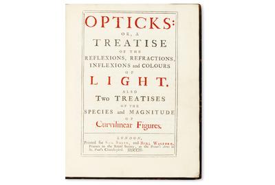 Sir Isaac Newton, Opticks, first edition, first issue, London, 1704.  Sold October 18, 2016 for $87,500.