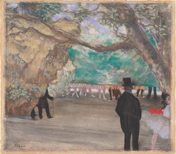 Edgar Degas The Curtain, c.  1880 pastel over charcoal and monotype on laid paper mounted on board National Gallery of Art, Washington, Collection of Mr.  and Mrs.  Paul Mellon