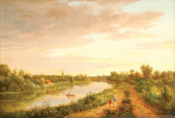 This oil on canvas river landscape after Cornelius Ver Bryck (New York, 1813-1844) was from the collection of Judith & James Miller, Alexandria, VA and sold for $46,800.