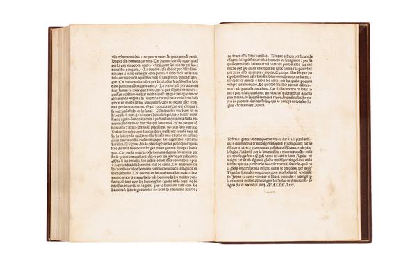 Lot 163: Aegidius Romanus, Lo libre del regiment dels princeps, first edition in Catalan, Barcelona, 1480.  Sold October 17, 2017 for $50,000.  (Pre-sale estimate: $10,000 to $15,000).