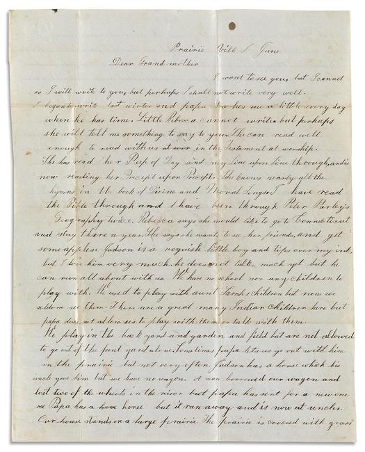 Lot 166: Missionary archive of Samuel W.  and Gideon H.  Pond, Minnesota, 1833-93.  Sold September 28, 2017 for $112,500.  (Pre-sale estimate: $30,000 to $40,000).