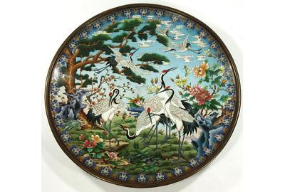 A large Chinese cloisonne charger, 20th century