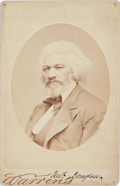 Lot 190: Frederick Douglass, signed albumen cabinet card, by George Kendall Warren, circa 1879.  Estimate $10,000 to $15,000.