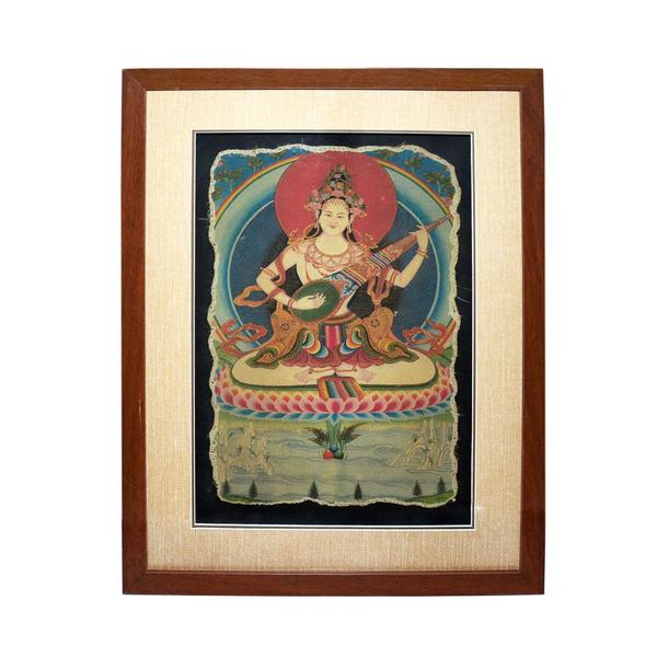 Thangka mural of Goddess Sarawati--Lot 194 in Gianguan Auctions' December 19th sale.