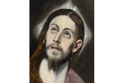 El Greco (Doménikos Theotokópoulos) and workshop, Head of Christ, ca.  1579–1586.  Oil on canvas.  Collection of the McNay Art Museum, Bequest of Marion Koogler McNay.