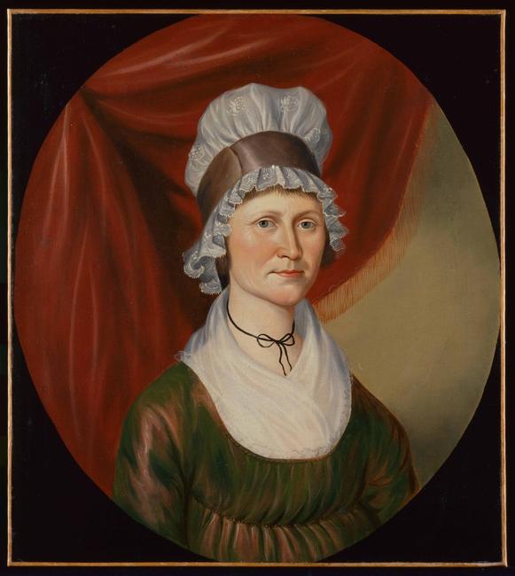 Portrait of Mrs.  Amos Morrow (Matilda) Attributed to Charles Peale Polk (1767-1822) Jefferson County, Virginia (now West Virginia), ca.  1800 Oil on canvas Gift of M.  Knoedler and Company, Inc., 1957.100.12