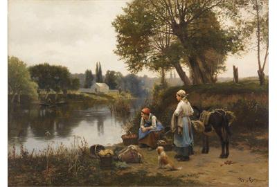 Daniel Ridgway Knight, Waiting for the Ferry, 1885.  Heckscher Museum of Art; August Heckscher Collection 