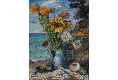 David Burliuk, Fall Flowers in a Watering Can, 1949.  Heckscher Museum of Art; Gift of Mr.  and Mrs.  Nicholas Burliuk.  