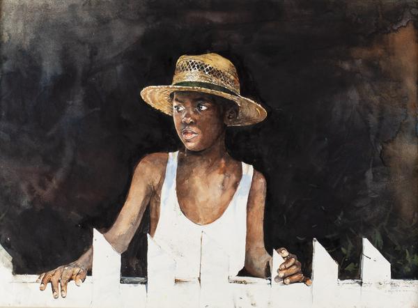 Stephen Scott Young (FL/SC/Bahamas, b.  1957-), Tenth Son, watercolor, 21 x 29¼in (sight), signed and dated ’99 at lower right, inscribed ‘First Study Shelley’s Brother.  Estimate: $30,000-$50,000