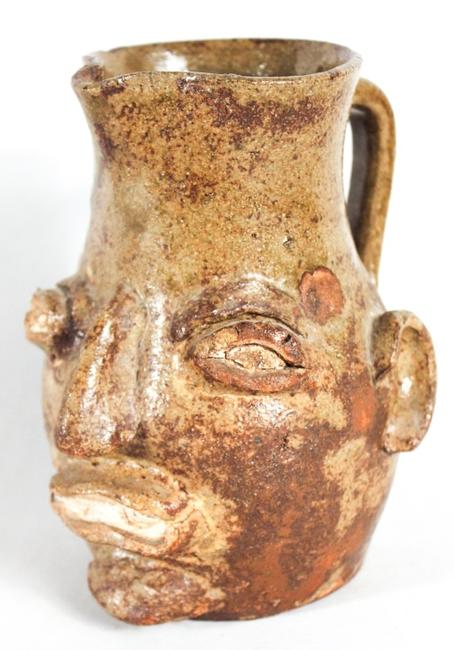 Lot 1: Very Fine & Rare Edgefield Stoneware Face Pitcher, circa 1860