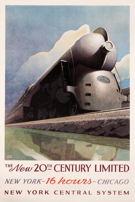 Leslie Darrell Ragan, The New 20th Century Limited, 1938.  Lithograph, 27 x 40.5 inches.  