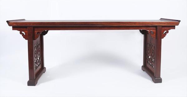 Large Chinese Huanghuali Recessed Leg Table, 17th / 18th Century