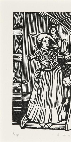 Artemio Rodriguez, Adelitas from Estampas de la Revolución Mexicana, 2010.  Linocut.  Collection of the McNay Art Museum, Museum purchase.