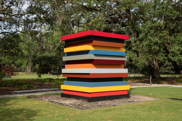 Sean Scully, Colored Stacked Frames, 2017.  Stainless steel, paint.