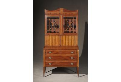 Federal Satinwood and Figured Birchwood Inlaid Mahogany Secretary-Bookcase, Circa 1805 ($3,000-$5,000)