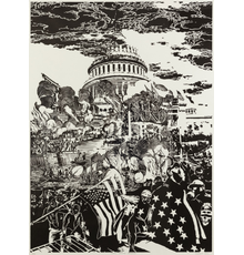 William Evertson, American, Capitol Offense 1814/2021, 2021, Woodblock, 44 x 32 inches