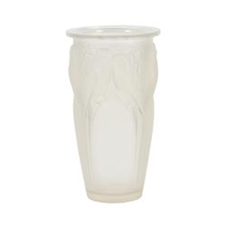 René Lalique (French, 1920s) “Ceylan” opalescent glass vase, 9 ½ inches tall, hand-engraved “R.  Lalique No.  905” on the base, original and untouched (est.  CA$4,000-$6,000).