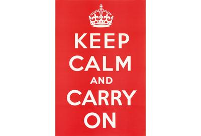 Keep Calm and Carry On, designer unknown, 1939.  Sold August 2, 2017 for $15,000.