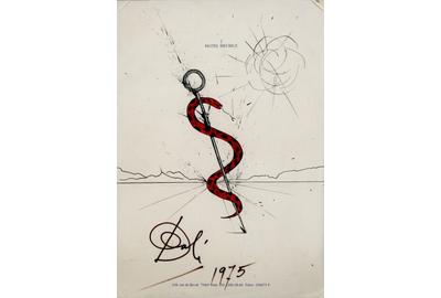 Full Catalogue Entry Salvador Dali (1904-1989) Snake in Landscape, 1975, Gouache, ink and pencil on paper,