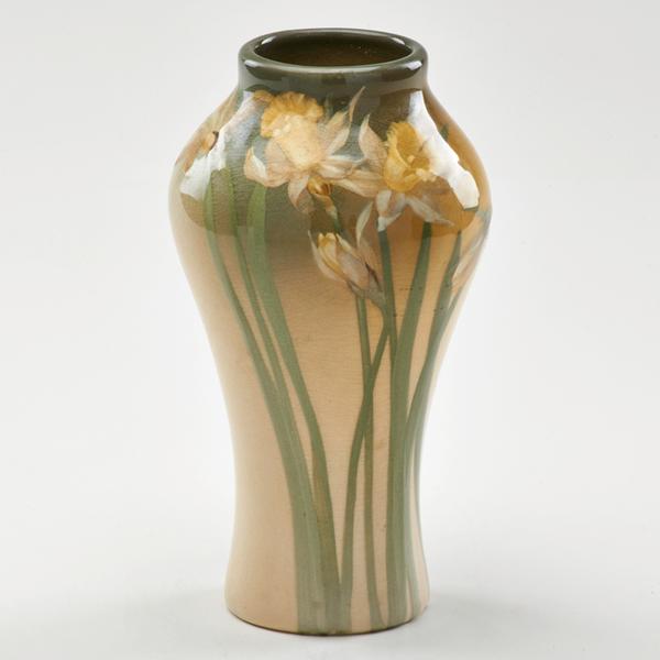 Lot 2, Josephine Zettel, Rookwood, Daffodil vase, $500-700.