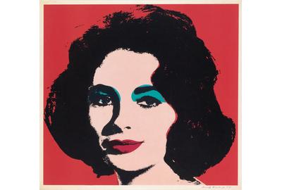 Andy Warhol, Liz, offset color lithograph, 1964.  At auction November 15.  Estimate $30,000 to $50,000.