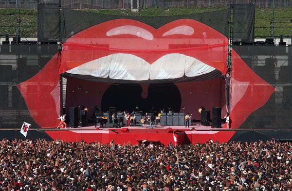 Baron Wolman, View from the audience: The Rolling Stones at Day on the Green, Oakland Coliseium Stadium, Oakland, CA, July 26, 1978.  Gelatin silver print.  Courtesy of Iconic Images/Baron Wolman.  Bill Graham and the Rock & Roll Revolution is organized and circulated by the Skirball Cultural Center, Los Angeles, California.  On view March 17–July 5, 2016 at The Contemporary Jewish Museum, San Francisco.