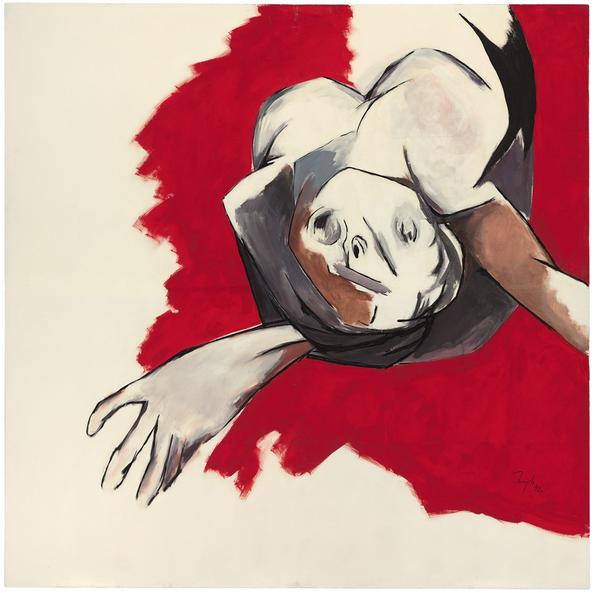 Tyeb Mehta, Untitled (Falling Figure) acrylic on canvas, 1992, Estimate: $600,000-800,000 