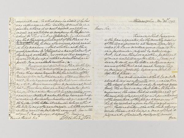 handwritten letter of President George Washington, addressed in November 1792, to David Stuart, (estimate: $250,000-400,000)