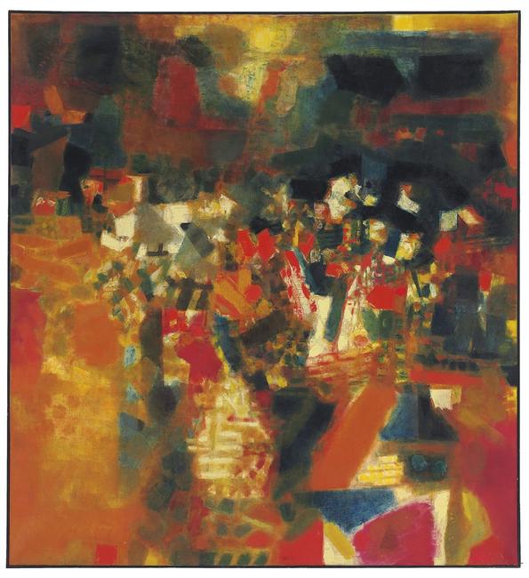 - Syed Haider Raza Village en Fête oil on canvas Estimate: $600,000-800,000 