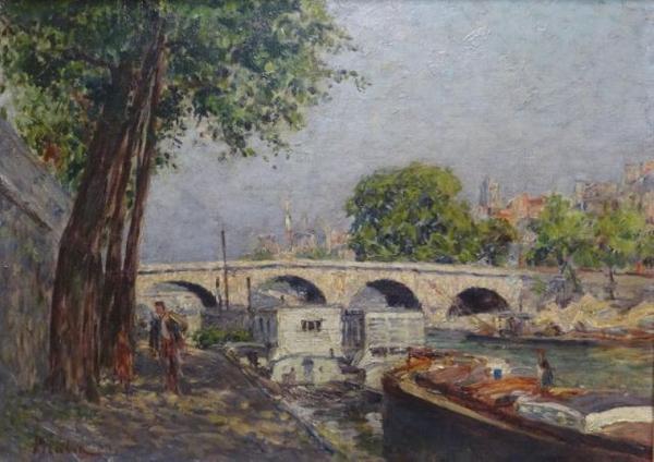 PICABIA, Francis.  "Ponte Marie" Oil on Canvas.