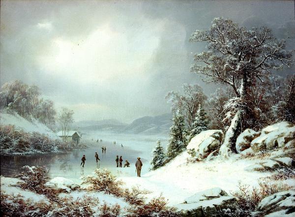  Regis Francois Gignoux (1816-1882), Winter Landscape with Skaters, c.  1860, oil on canvas.