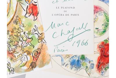 Chagall, Marc (1887-1985), ed.  Jacques Lassaigne.  Le Plafond de l'Opera par Marc Chagall, Signed by Chagall.  Paris: Sauret, [1965] (Estimate $400-$600)